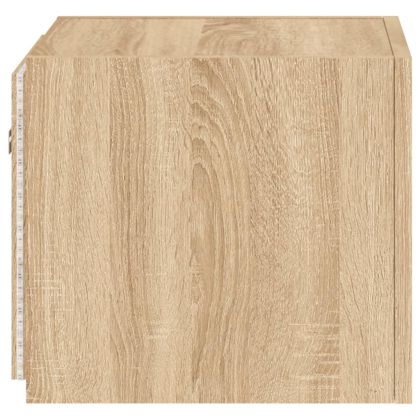 Стенни ТВ шкафове с LED лампи, 2 бр, сонома дъб, 30,5x35x30 см