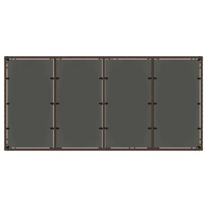 Градинска маса със стъклен плот кафява 190x90x75 см полиратан