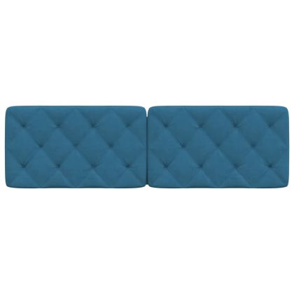 Мека табла за легло, синя, 160 см, кадифе