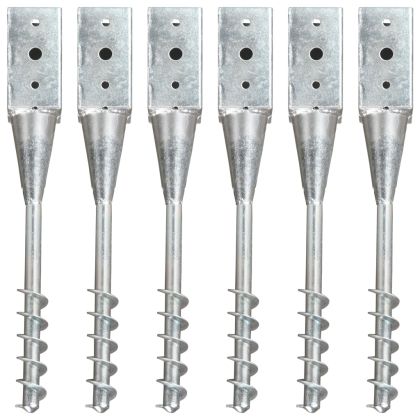 Заземителни колове 6 бр сребро 10x10x57 см поцинкована стомана