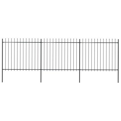 Градинска ограда с връх тип „копие“, стомана, 537x150 см, черна