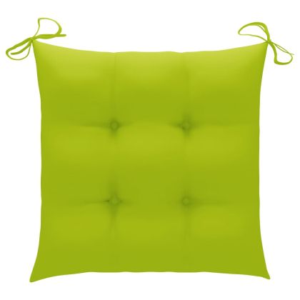 Градински столове с яркозелени възглавници 4 бр тик масив