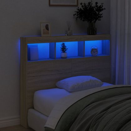 Табла шкаф с LED, сонома дъб, 120x17x102 см