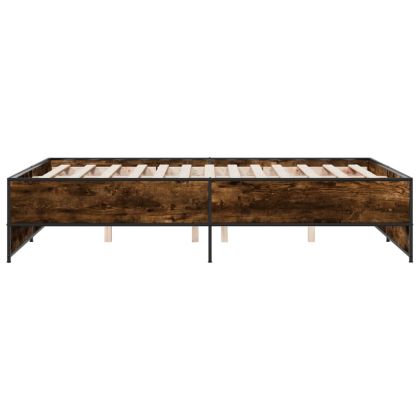 Рамка за легло, опушен дъб, 120x200 см, инженерно дърво и метал