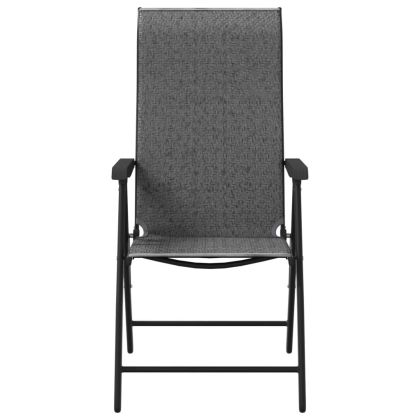 Сгъваеми градински столове, 4 бр, сив, полиратан