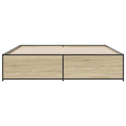 Рамка за легло, дъб сонома, 180x200 см, инженерно дърво и метал