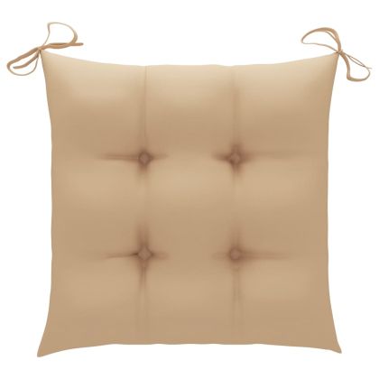 Градински столове с бежови възглавници 6 бр тиково дърво масив