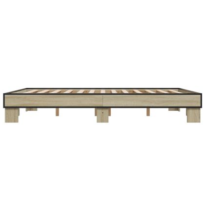 Рамка за легло, дъб сонома, 150x200 см, инженерно дърво и метал