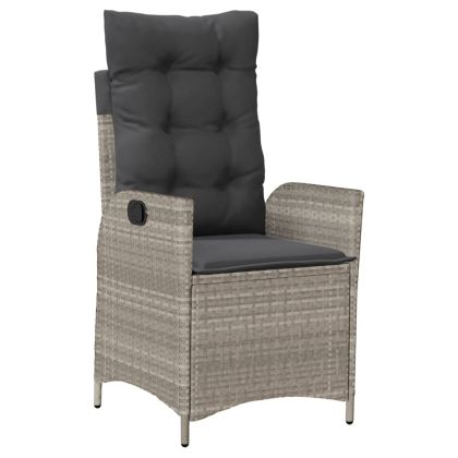 Градински комплект 7 части с възглавници светлосив полиратан