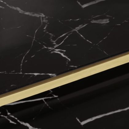 Кафе маса, златиста, неръждаема стомана и закалено стъкло