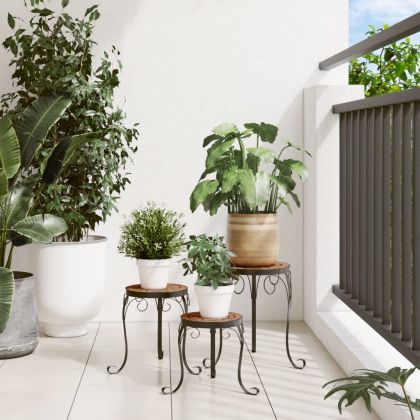 Стойки за растения, 3 бр, теракота, керамика