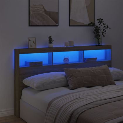 Табла шкаф с LED, сонома дъб, 180x17x102 см