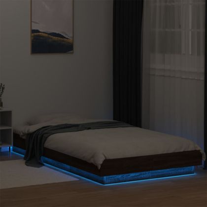 Рамка за легло с LED осветление, кафяв дъб, 100x200 см