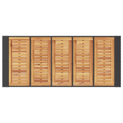 Градинска бар маса с плот акация черно 185x80x110 см полиратан