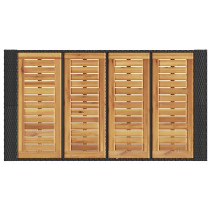 Градинска бар маса с плот акация черно 145x80x110 см полиратан