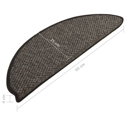 Самозалепващи стелки за стълби сизал 15 бр 65x21x4 см антрацит