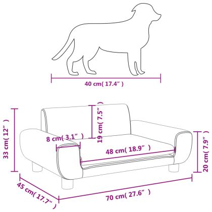 Кучешко легло тъмносиво 70x45x33 см кадифе