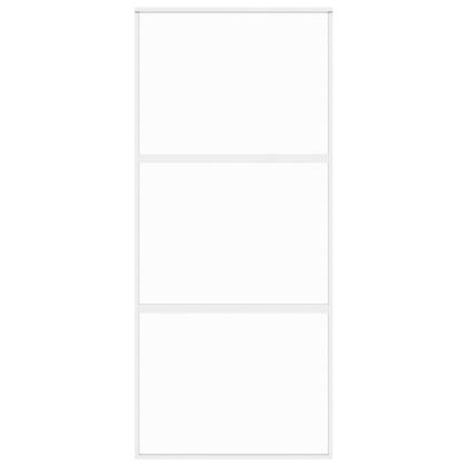 Плъзгаща се врата, бяла, 90x205 см, закалено стъкло и алуминий