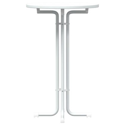 Бар маса, бяла, Ø70x110 см, инженерно дърво и стомана