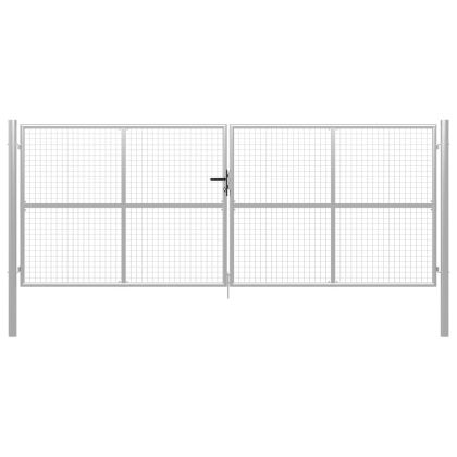 Градинска порта, поцинкована стомана, 400x150 см, сребриста