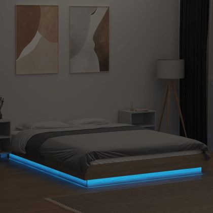 Рамка за легло с LED осветление, дъб сонома, 120x200 см