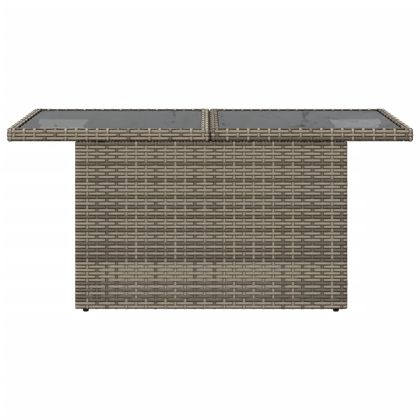 Градинска маса със стъклен плот сива 100x55x73 см полиратан