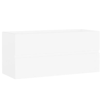 Шкаф за мивка с вградено корито, бял, инженерно дърво