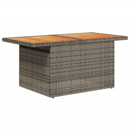 Градинска маса, сива, 100x55x73 см, полиратан и акациево дърво