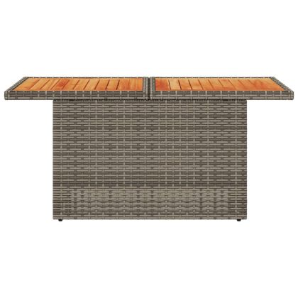 Градинска маса, сива, 100x55x73 см, полиратан и акациево дърво