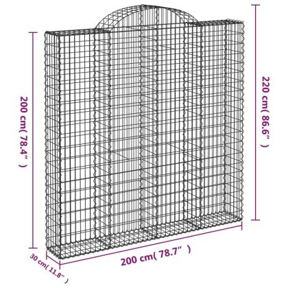 Дъговидна габионна кошница 200x30x200/220 см поцинковано желязо