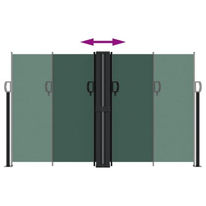 Прибираща се странична тента, тъмнозелена, 140x1200 см