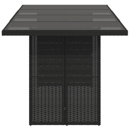 Градинска маса със стъклен плот черен 190x80x75 см полиратан