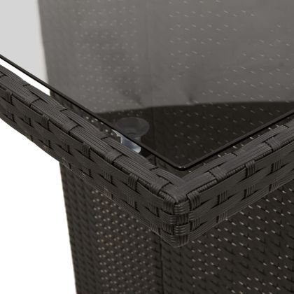 Градинска маса със стъклен плот черен 190x80x75 см полиратан