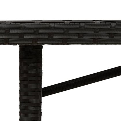 Градинска маса със стъклен плот черен 190x80x75 см полиратан