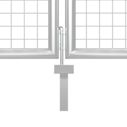 Градинска порта, стомана, 400x100 см, сребриста