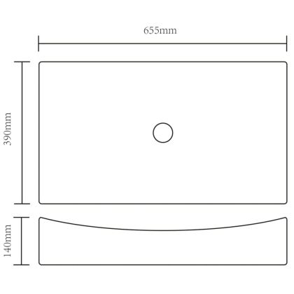 Керамична правоъгълна мивка, черна