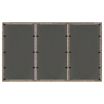 Градинска маса със стъклен плот сива 150x90x75 см полиратан