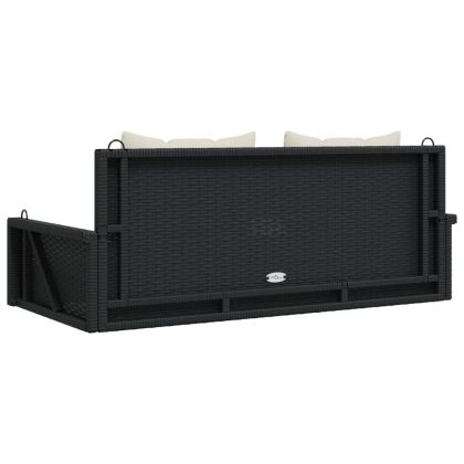 Люлка с възглавници, черна, 119x56x48 см, полиратан