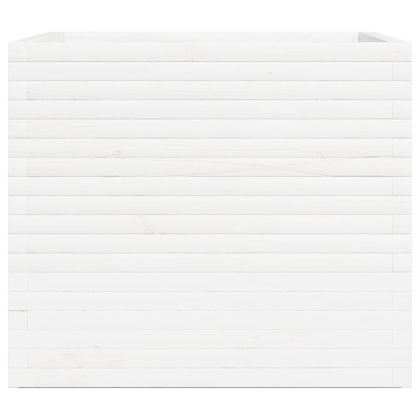 Градински сандък, бял, 80x80x72 см, масивна борова дървесина