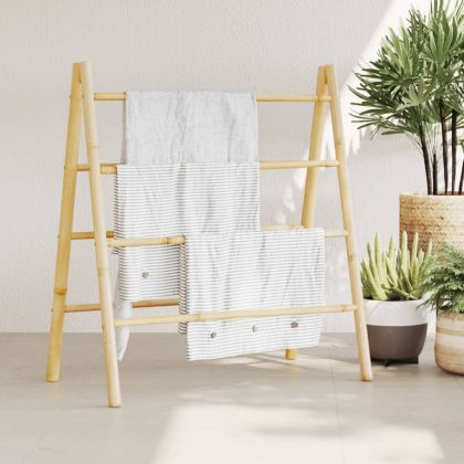Стълба за кърпи с 4 закачалки, 90x50x100 cм, бамбук