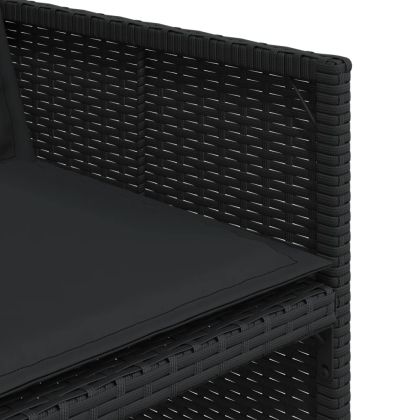 Градински трапезен комплект възглавници 9 части черен полиратан