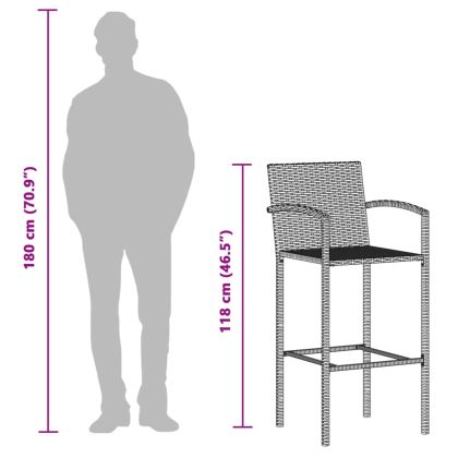 Градински бар комплект 3 части кафяв акация масив и полиратан