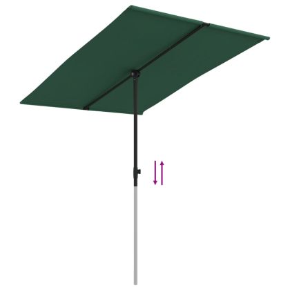 Градински чадър с алуминиев прът, 2x1,5 м, зелен