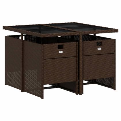 Градински комплект с възглавници 5 части кафяв полиратан