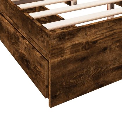 Рамка за легло с чекмедже опушен дъб 160x200 см инженерно дърво