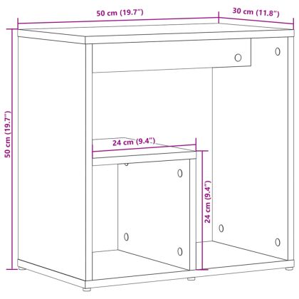 Странични маси, 2 бр, опушен дъб, 50x30x50 см, инеженерно дърво