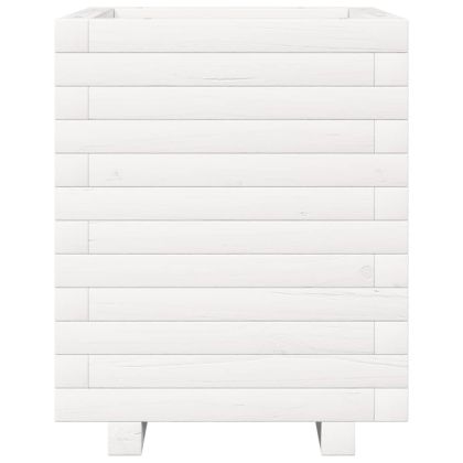 Градински сандък, бял, 40x40x49,5 см, масивна борова дървесина