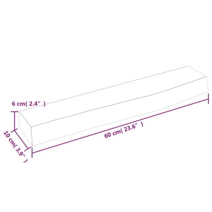 Стенен рафт 60x10x6 см необработен масивен дъб