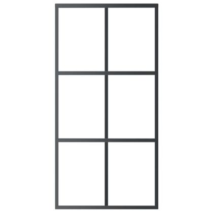 Плъзгаща врата, ESG стъкло и алуминий, 102x205 см, черна