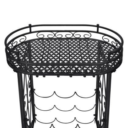 Метална стойка за вино с табла и поставки за чаши - 9 бутилки